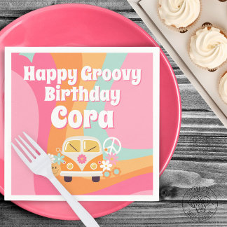 Pink Groovy Birthday Napkins
