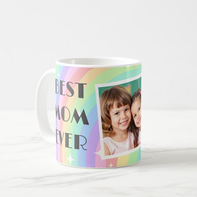 Pink Groovy Boho Rainbow Mothers day coffee mugs (Front Left)