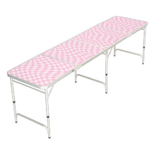 Pink Groovy Checkered Beer Pong Table