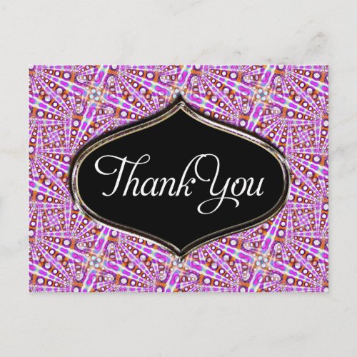 Pink Groovy Disco Pattern Thank You Postcard