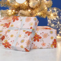 Groovy Pink Flower Wrapping Paper by Simple Decor