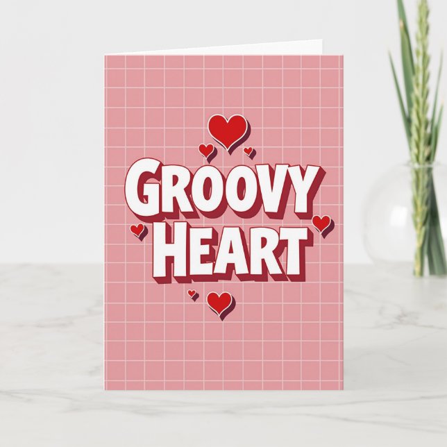 Pink Groovy Heart Card (Front)