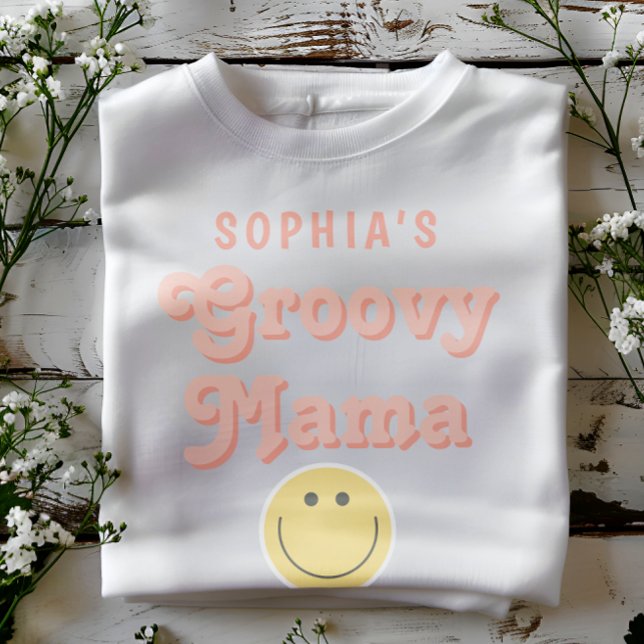 Pink Groovy Mama Retro Birthday  T-Shirt (Creator Uploaded)