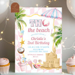 Pink Groovy Two the Beach 2nd Birthday Party Invitation<br><div class="desc">Pink Groovy Kids Birthday Invitation,  Two the Beach Coastal 2nd Birthday Party Invitation,  Pink Summer Theme</div>