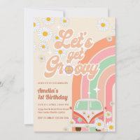 Pink Groovy Van Daisy Rainbow Hippie Birthday
