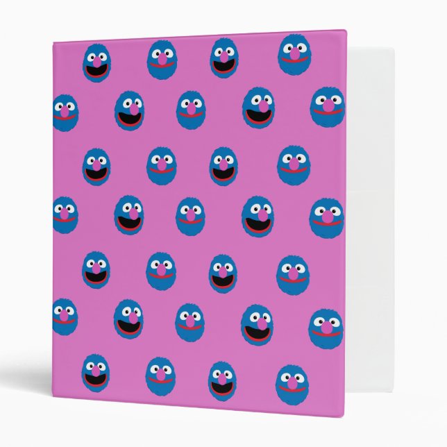 Pink Grover Face Pattern 3 Ring Binder (Front/Inside)