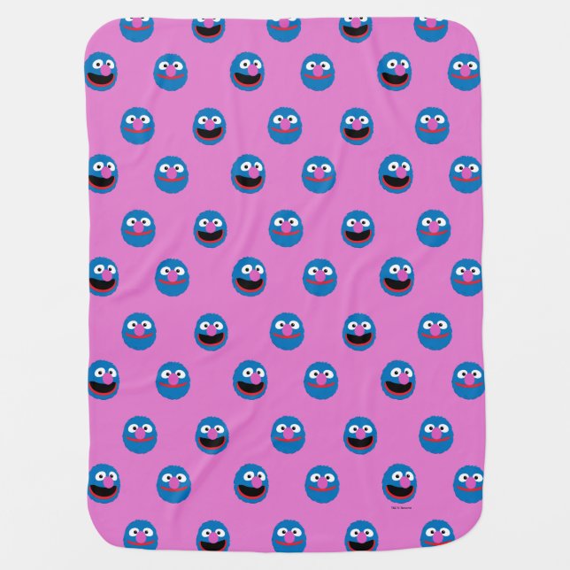 Pink Grover Face Pattern Baby Blanket (Front)