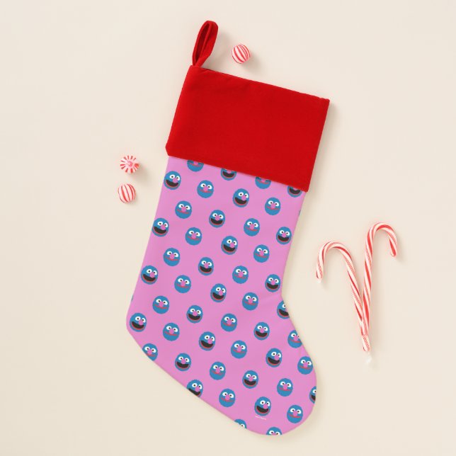 Pink Grover Face Pattern Christmas Stocking (Front)