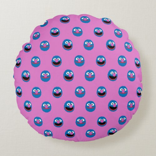 Pink Grover Face Pattern Round Pillow