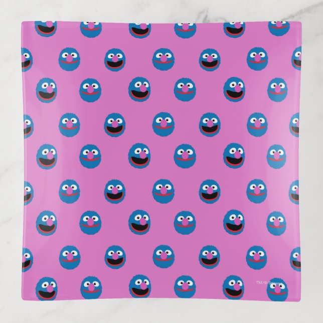 Pink Grover Face Pattern Trinket Tray (Front)