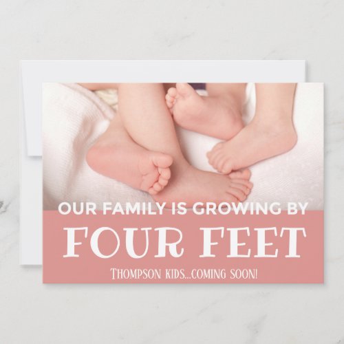 Pink Growing by 4 Feet Modern Adoption New Baby Announcement