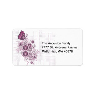 Pink Grunge Butterfly Return Address Label