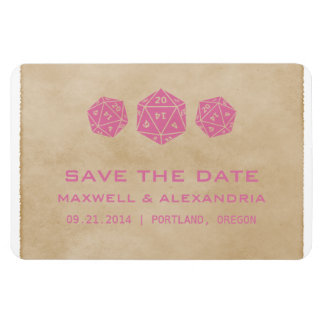 Pink Grunge D20 Dice Gamer Save the Date Magnet