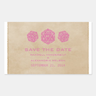 Pink Grunge D20 Dice Gamer Save the Date Stickers