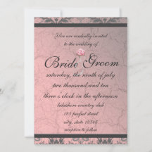Pink Grunge Demask Invitation
