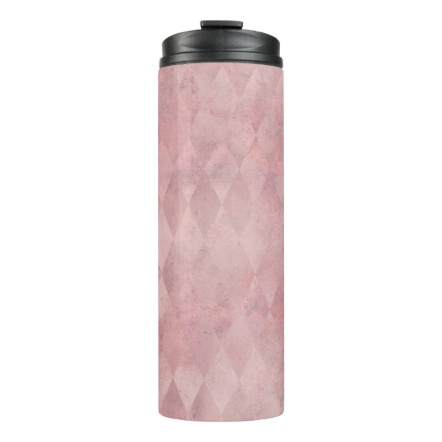 Pink Grunge Harlequin Pattern Thermal Tumbler (Front)