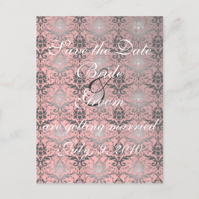 Pink Grunge Save the Date Postcard (Front)