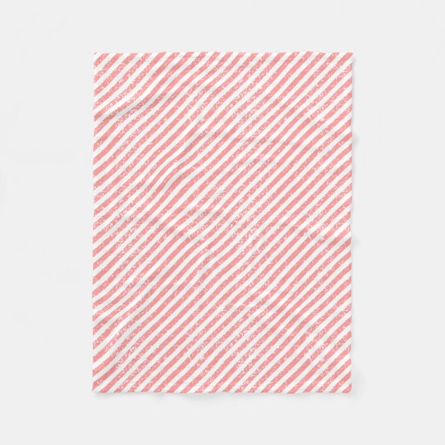 Pink Grunge Striped Pattern Fleece Blanket (Front)
