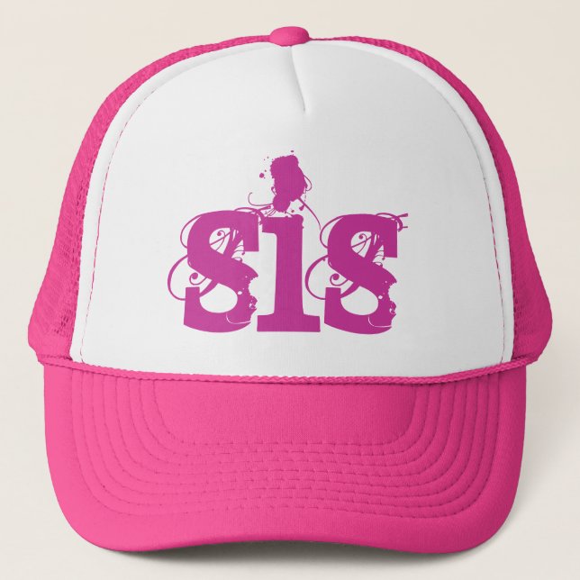 PINK Grunge Text SIS Trucker Hat (Front)