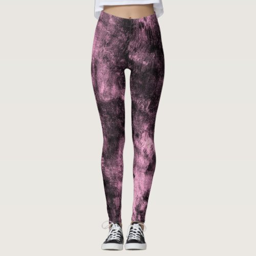 Pink Grunge Textured Spandex Leggings