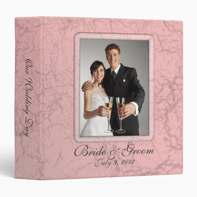 Pink Grunge Wedding Photo Album Binder (Front/Spine)