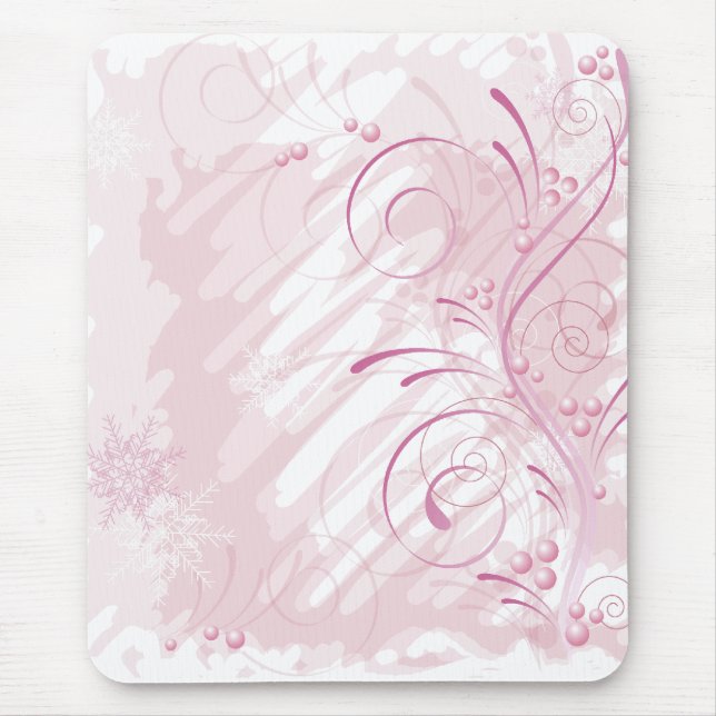 pink grunge winter mouse pad (Front)