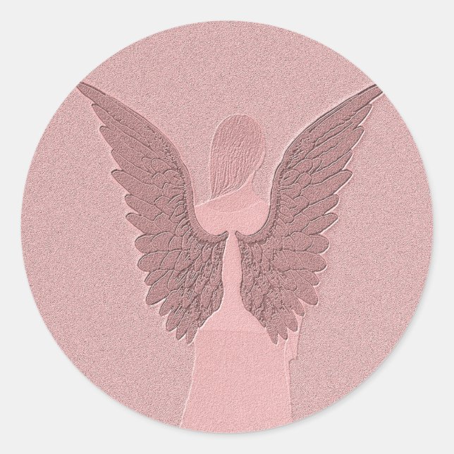 Pink Guardian Angel Classic Round Sticker (Front)