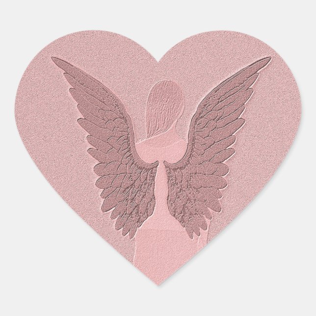 Pink Guardian Angel Heart Sticker (Front)