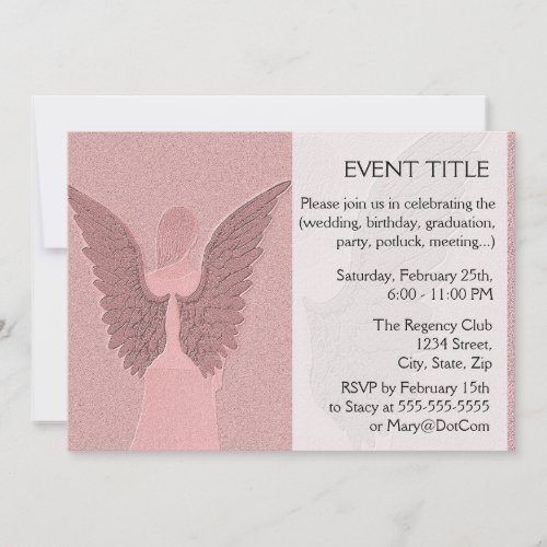 Pink Guardian Angel Invitation