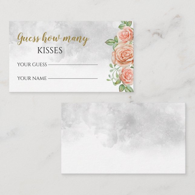 Pink guess how many kisses bridal game enclosure card (Front/Back)