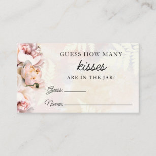 Pink Guess How Many Kisses Bridal Shower Game Card