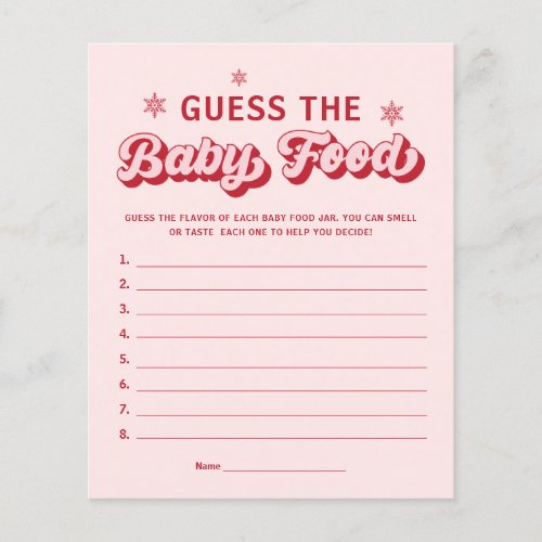 Pink Guess The Baby Food Baby Girl Shower Game