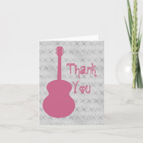 Pink Guitar Grunge Thank You Card