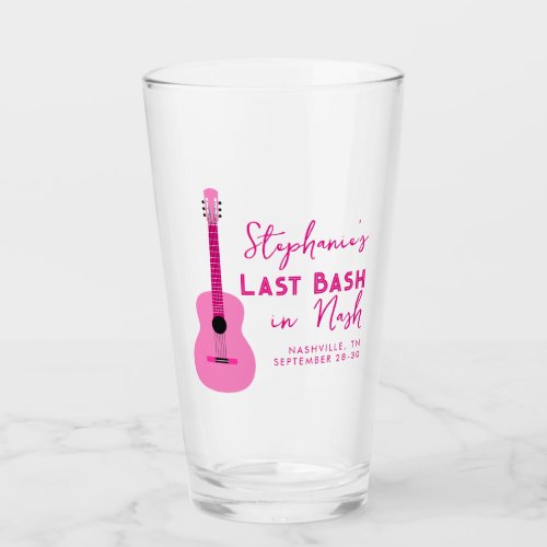 Pink Guitar Last Bash in Nash Bachelorette    Glass