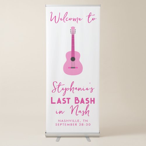 Pink Guitar Last Bash in Nash Bachelorette   Retractable Banner