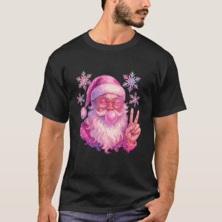 Pink Gum Bubble Blowing Santa Shirt, Vintage Pink  T-Shirt