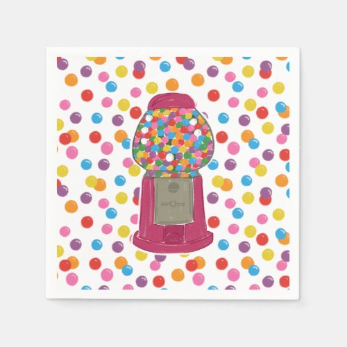 Pink Gumball Machine Candy Bubble Gum Birthday  Napkins