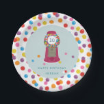 Pink Gumball Machine Candy Bubble Gum Birthday Paper Plates<br><div class="desc">A retro pink gumball machine is just the treat on these playful kids birthday party paper plates. Featuring bright and colorful bubble gum candy with a mint blue background in the middle and a fun pattern on the rim. Personalize with your own birthday child's details and pair with the full...</div>