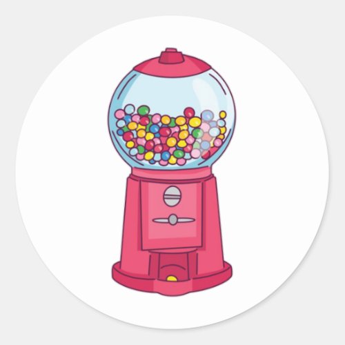 Pink Gumball Machine Candy Bubble Gum Classic Round Sticker