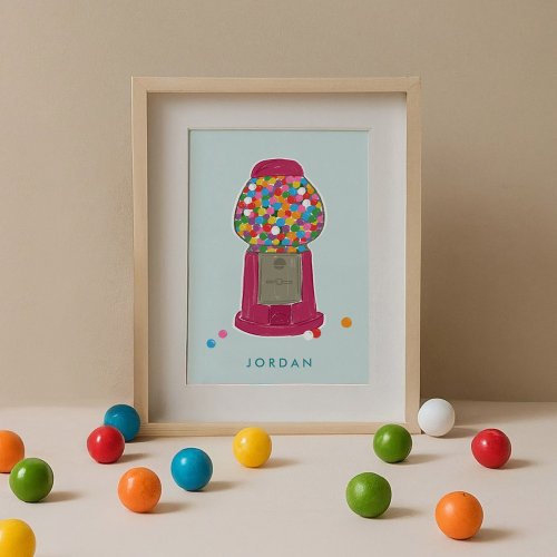 Pink Gumball Machine Candy Bubble Gum Personalized Poster