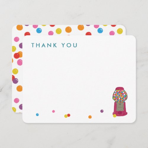Pink Gumball Machine Candy Bubble Gum Thank You Note Card