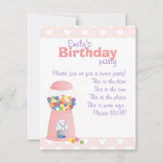 Pink Gumball Machine Invitation
