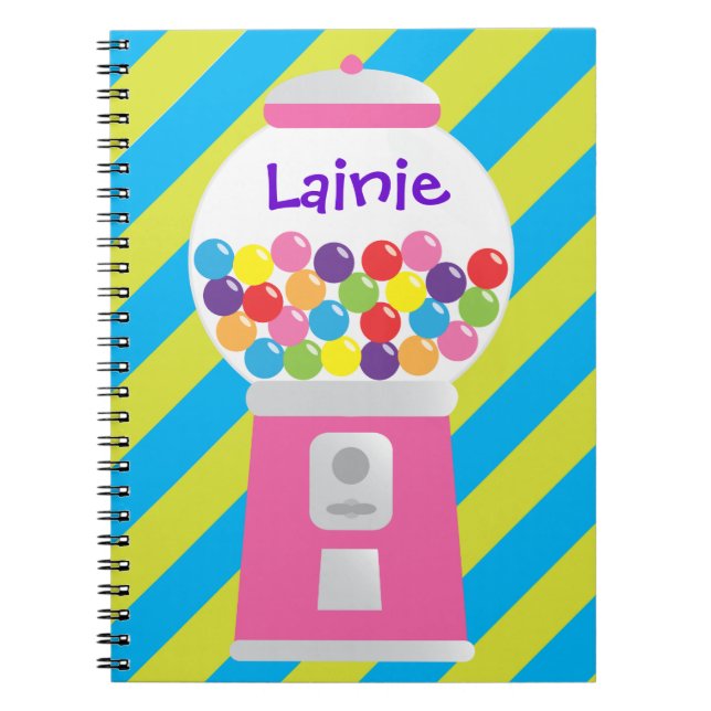 Pink Gumball Machine Personalized Notebook (Front)