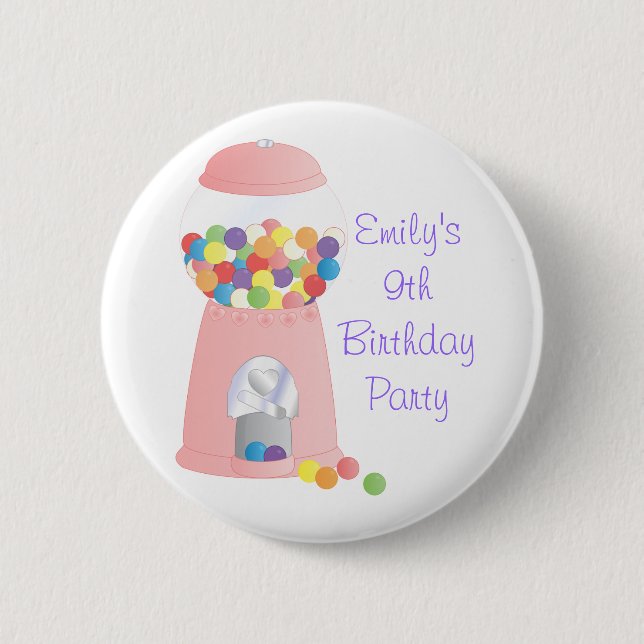 Pink Gumball Machine Pinback Button (Front)