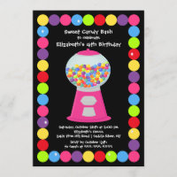 Pink Gumballs Candy Birthday Party Invitation