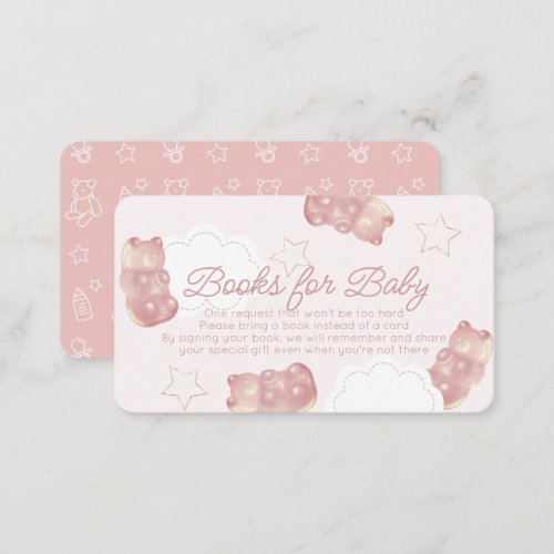 Pink Gummy Bear Baby Shower Book Request Enclosure Card