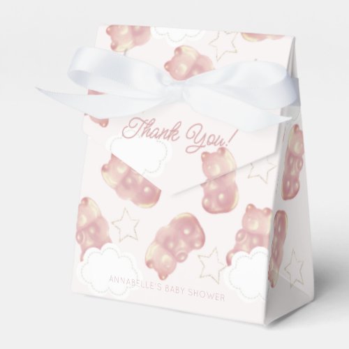 Pink Gummy Bear Girl Baby Shower Favor Boxes