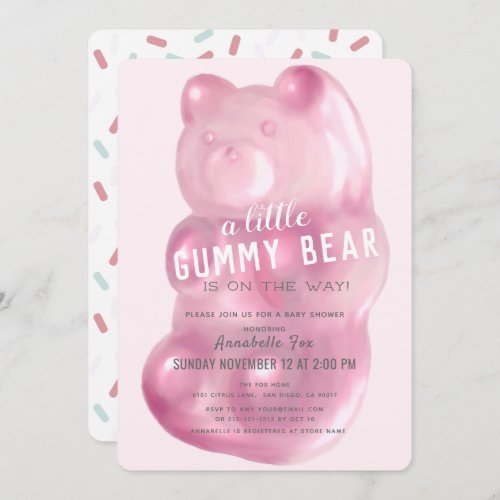 Pink Gummy Bear GIrl Baby Shower Invitation