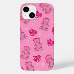 Pink Gummy Bear & Hearts' Pattern Case