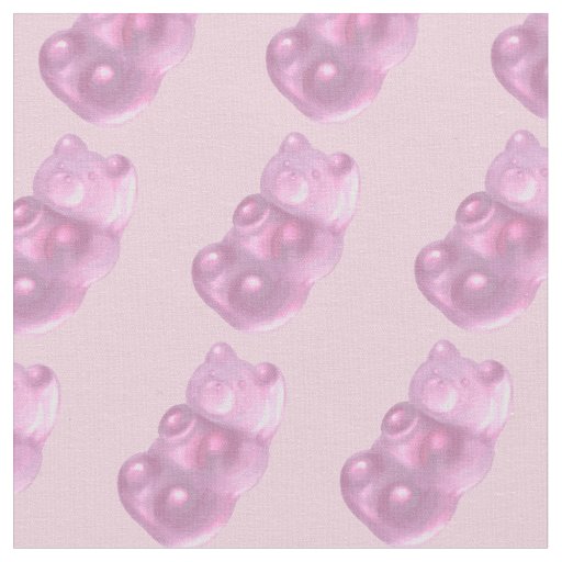 Pink Gummy Bear Pattern Fabric